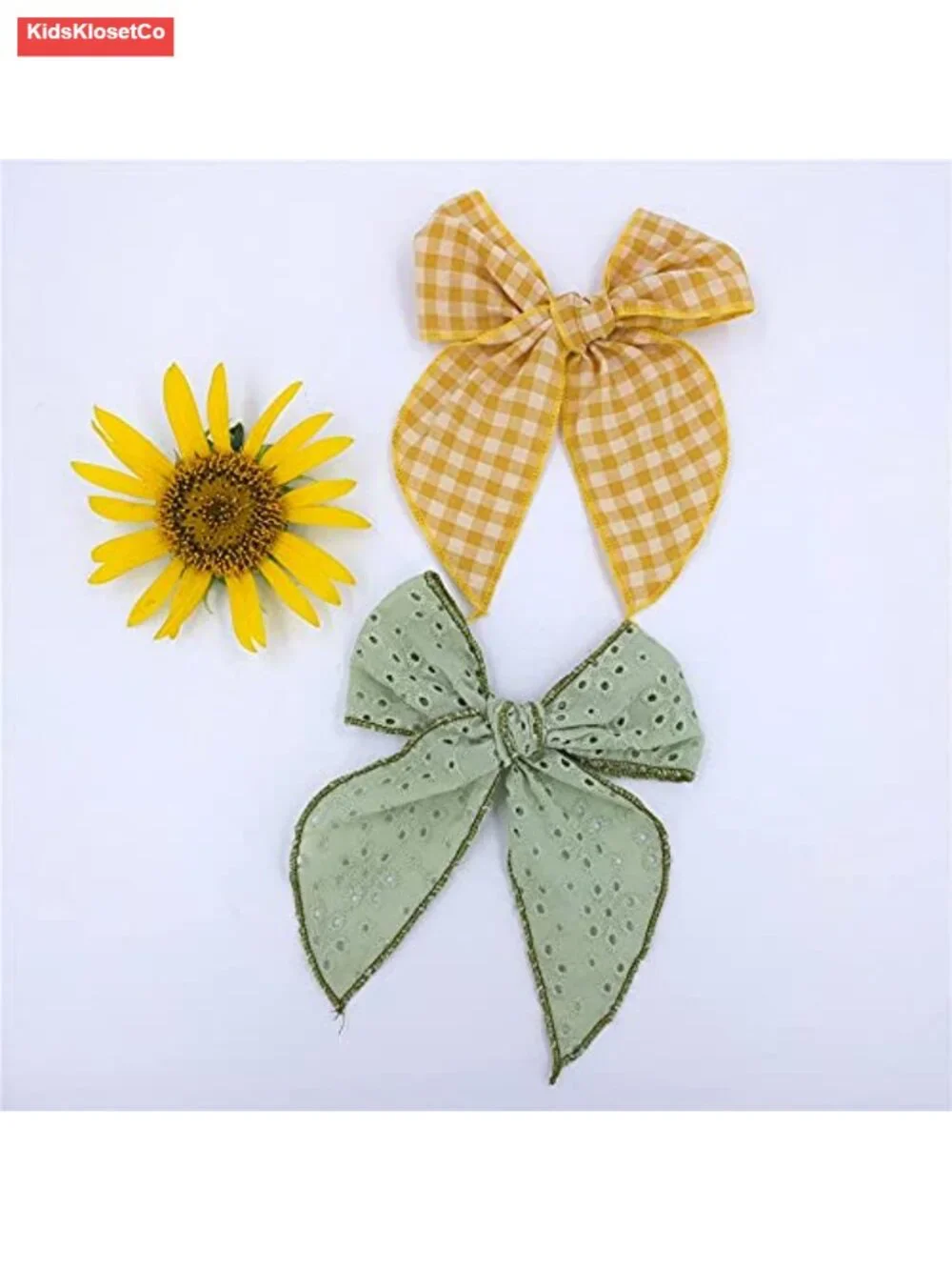 Handmade Linen & Cotton Bow Hair Clips Set of 12 Duckbill Clip